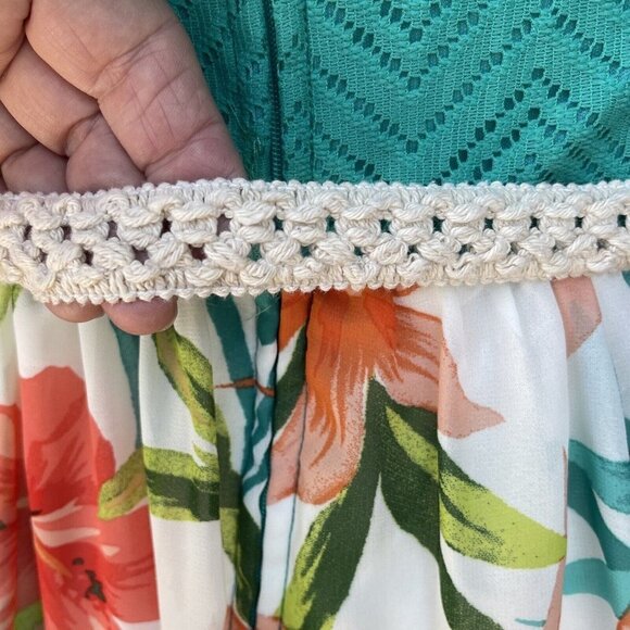 CITY TRIANGLES Strapless Fit & Flare Dress Size 9 Turquoise Floral Belted Mini‎ - Picture 7 of 15